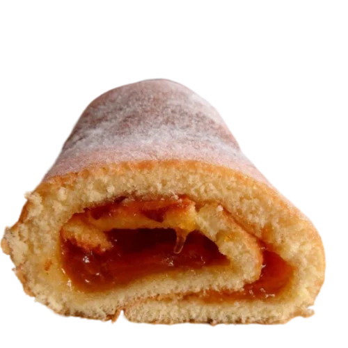 Biscuit roulé moelleux à la confiture de pêches